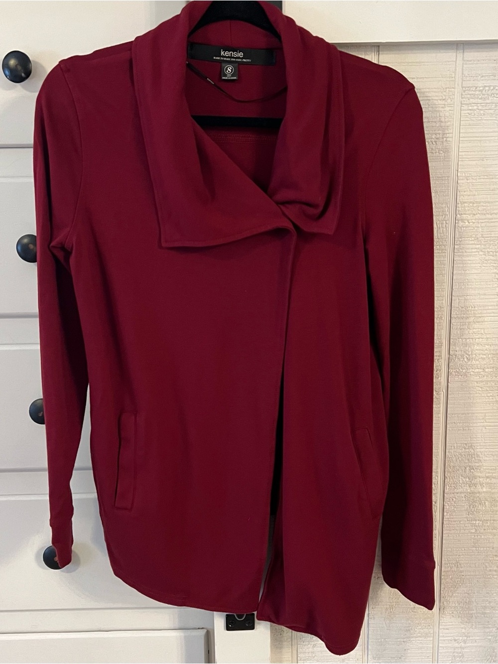 Kensie Women's Burgundy Open-Front Sweater Jacket